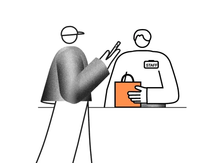 Pick up the items at the cashier