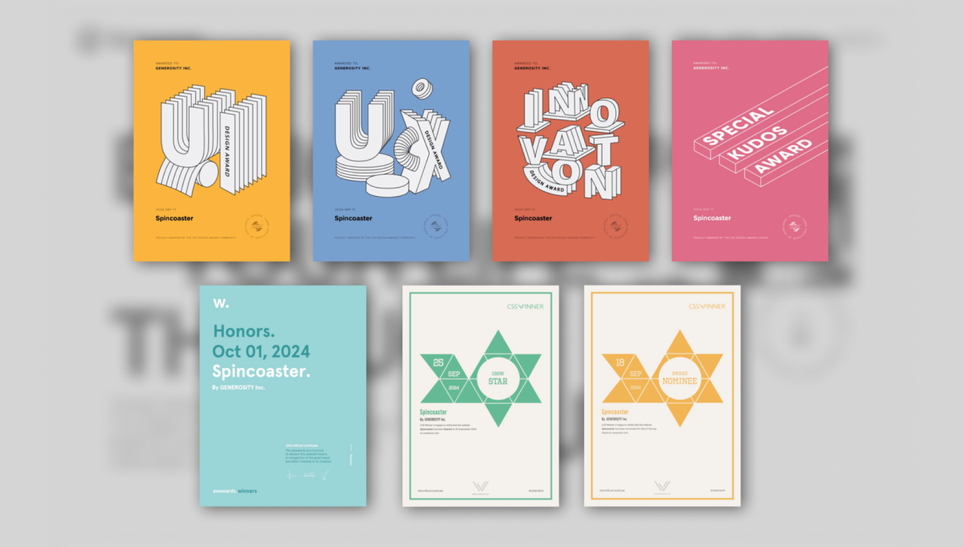 GENEROSITY、世界的なWEBアワード 『CSS Design Award』 『Awwwards』 『CSS Winner』 において複数の部門賞を受賞